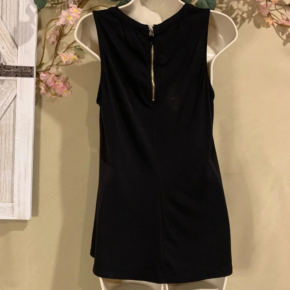 Noir | Black Top with Mesh V Neck Detail | Size XS - Picture 4 of 5